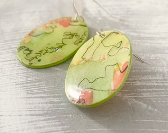 Handmade Paper Earrings Dangly-Wearable Art Jewellery-Abstract Paper Jewellery-Contemporary Paper Earrings-Handmade Designer Paper Jewellery