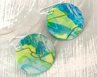 Handmade Paper Earrings Dangly-Wearable Art Jewellery-Abstract Paper Jewellery-Contemporary Paper Earrings-Handmade Designer Paper Jewellery