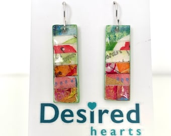 Handmade Paper Earrings Dangly-Wearable Art Jewellery-Abstract Paper Jewellery-Contemporary Paper Earrings-Handmade Designer Paper Jewellery