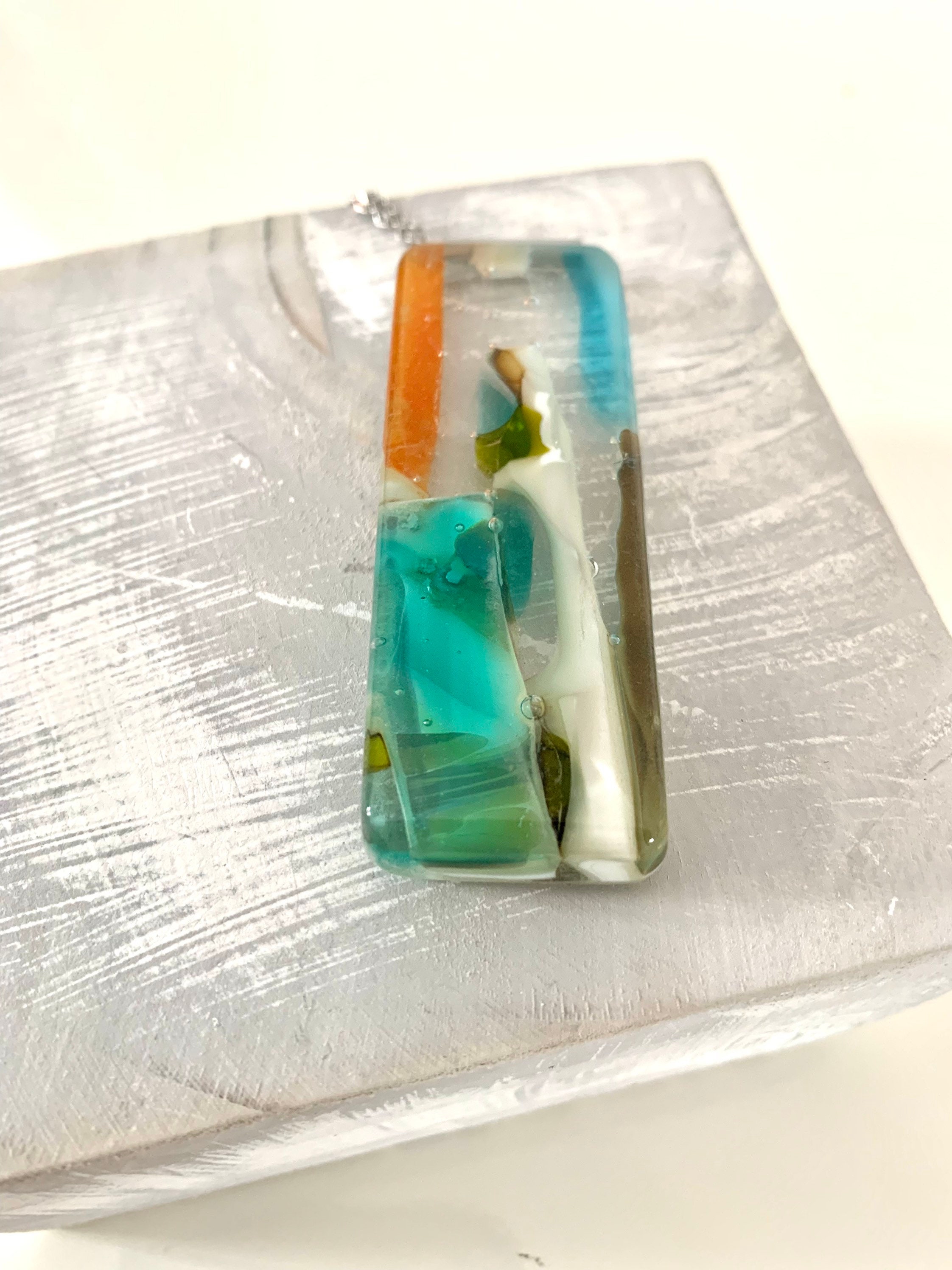 Fused glass pendant necklace contemporary glass designer | Etsy