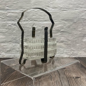 Vintage Glass Relish Dish Set: Mid-Century Gold Metal Caddy