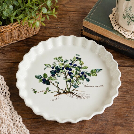 Vintage Villeroy & Boch Botanica Blueberry Quiche Dish Luxembourg Porcelain Tart Baker