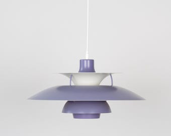 Rara lámpara colgante vintage danesa PH 5 de color índigo de Poul Henningsen, Louis Poulsen, 1958