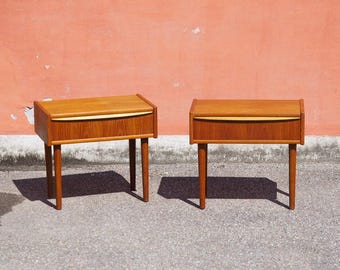 Paire de tables de chevet vintage danoises en teck, style moderne du milieu du siècle, années 1960