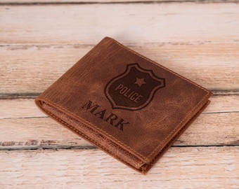 Police Officer Leather Wallet – Custom Engraved Wallet for Men