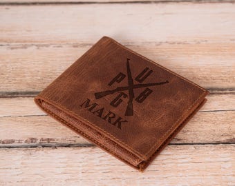 PUBG Leather Wallet, Custom Engraved Gamer Gift