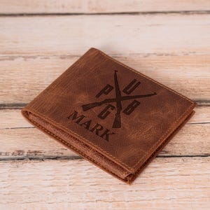 PUBG Leather Wallet, Custom Engraved Gamer Gift