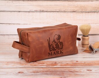Personalized Leather Dopp Kit: Deadpool X-Men Comic Design (Custom Options)