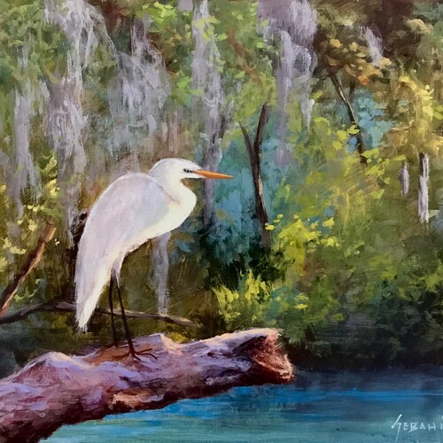 Egret Wildlife Animal Portrait Art Print. Etsy