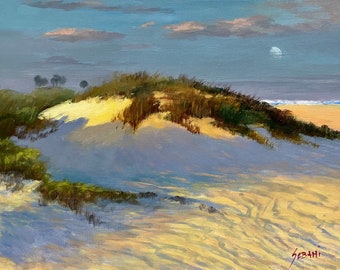 Sunlit Coastal San Dunes Seascape Art Print