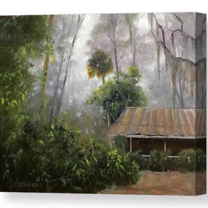 Old Florida House in the Wood Landscape Canvas Print