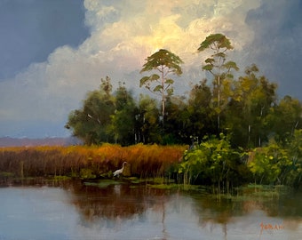 Majestic Clouds over the Everglades Landscape Art Print