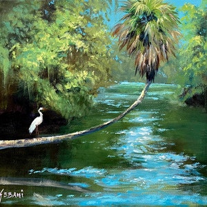 Florida River and Wildlife Landscape Art Print by Karim Gebahi