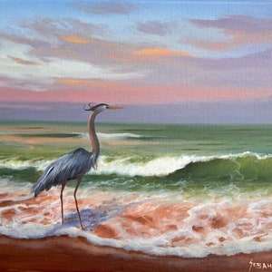 Great Blue Heron Wildlife Coastal Art Print