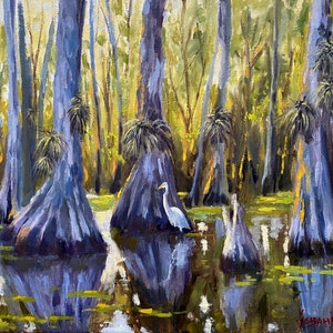 Florida Wetlands and Wildlife Landscape Art Print by Karim Gebahi