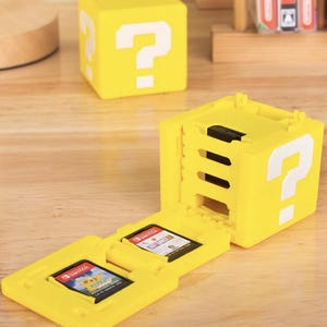 Estuche para cartuchos de Switch con diseño de bloque de preguntas, soporte para juegos impreso en 3D, accesorio para Switch de Super Mario, organizador de tarjetas SD para Switch, hecho a mano.