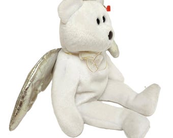 Ty Beanie Baby Halo II White Bear with Halo and Gold Wings