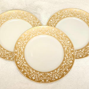Ensemble de 3 assiettes plates en porcelaine fine dorée 222 PTS International Orchestra