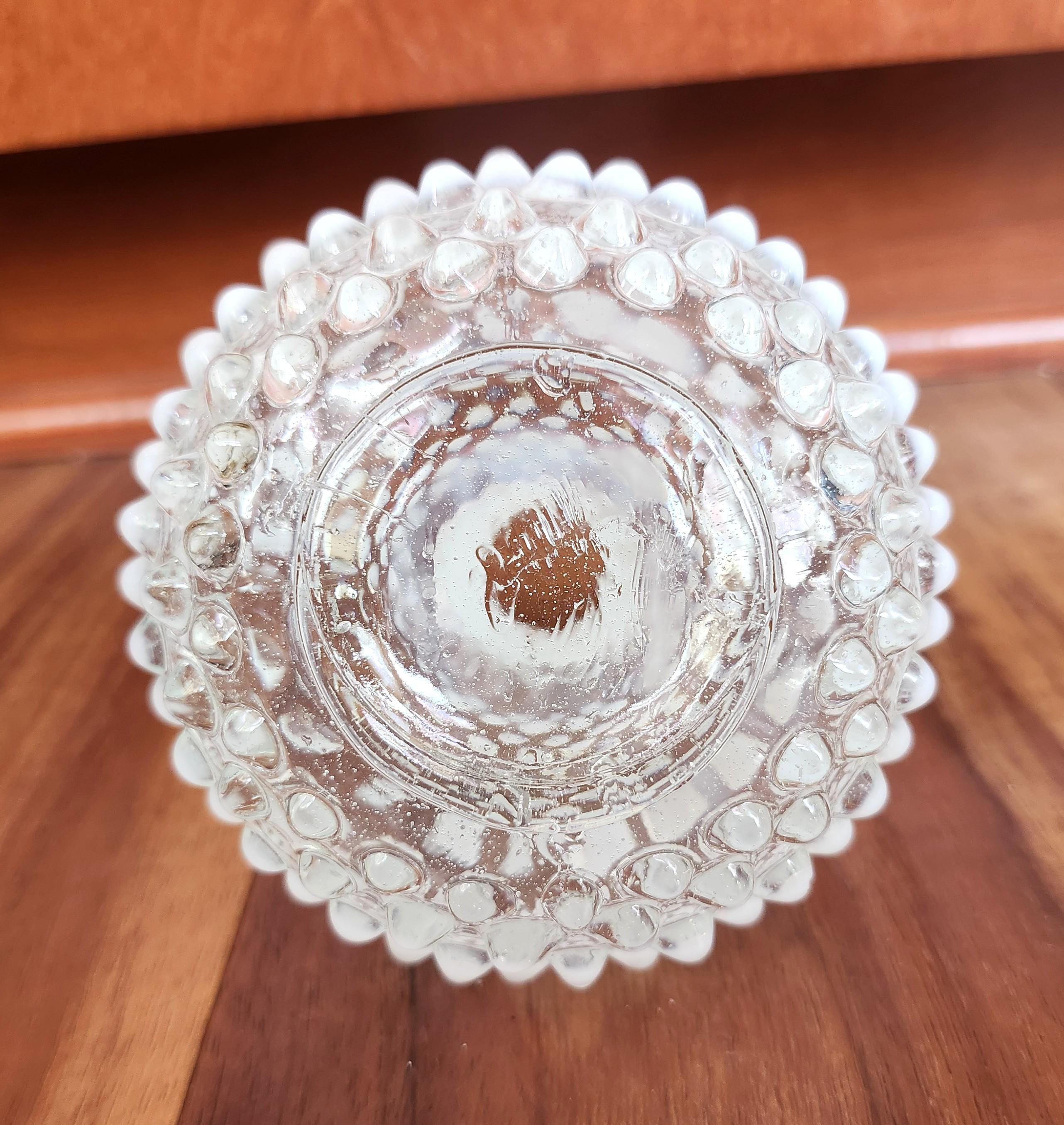 Vintage Fenton Art Glass White Hobnail French Opalescent Vase/bottle 4 ...