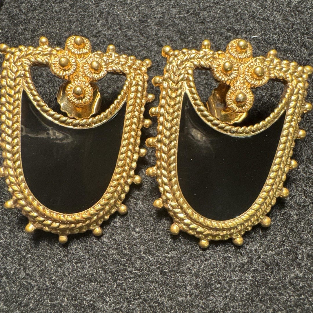 Shield Pierced Vintage Avon 1991 Bold Shield Pierced Earrings Surgical Steel Posts ...