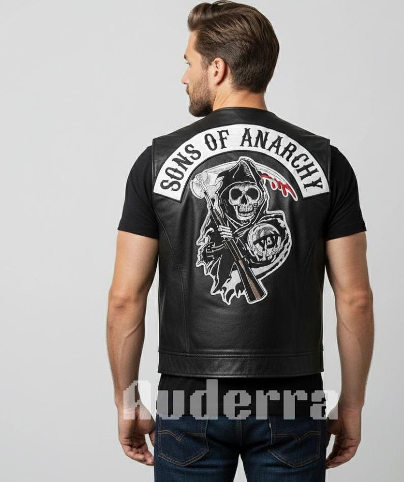 RUBSONS SOA Men's Motorcycle Diamond White Stitching quilted Leather Biker Club Style Vest (S, Black RUBSONS SOA Men's Motorcycle Diamond White Stitching quilted Leather Biker Club Style Vest (S, Black