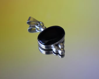 Minimalist Black Onyx Sterling Pendant