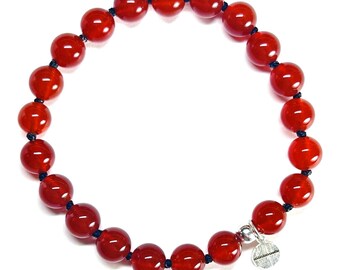 Natural Red Carnelian Hand Knotted Bracelet
