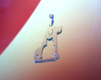 Abstract Minimalist Dog and Kitten: Sterling Pendant