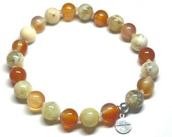 Yellow Opal and Carnelian Hand Knotted Bracelet
