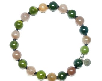 Rose Quartz and Jade knotted bracelet