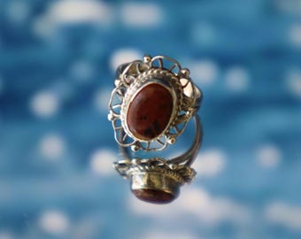 Mahogany Obsidian Victorian style filigree sterling Ring