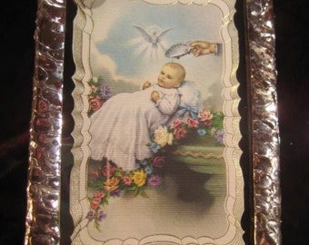 Baptism Gift Baby Boy Christening Personalized Stained Glass Prayer Card Keepsake Wall Plaque