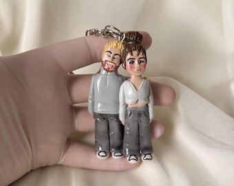 Custom Polymer Clay Keychain: Personalized mini me Clay  Figurine Gift