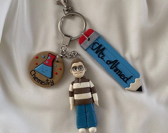 Handcrafted Polymer Clay Keychain: Personalized Mini Me Clay Character