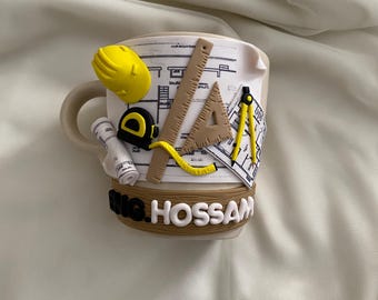 Civil Engineer Mug with 3D Tools, Personalized Architect Gift, Engineering Gift