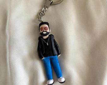 Handcrafted Polymer Clay Keychain: Personalized Mini Me Clay Character