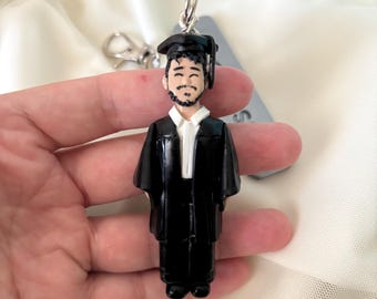 Handcrafted Polymer Clay Keychain: Personalized Mini Me Clay Character