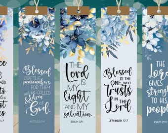 Floral Bible Verse Bookmarks | Christian Scripture Art (Digital Download)