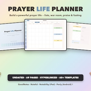 Prayer Life Planner Undated | Christian Faith Planner GoodNotes iPad | Dusty Blue