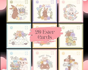 Christian Easter Printable Cards, Bible Verse Easter Cards, Christian Easter Card Bundle, Vintage Floral Easter Cards, Faith Easter Gifts