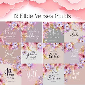 Cartões com versículos bíblicos para impressão, cartões com escrituras cristãs, cartões bíblicos 3x3, download digital, diário de oração, arte com escrituras