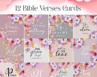 Floral Bible Verse Cards, Scripture Art Prints (Digital Download)