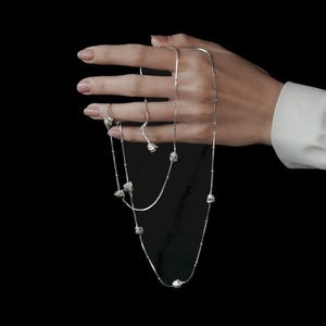 Long Lily of the Valley Necklace: Sterling Silver, Versatile Wear