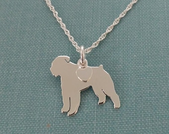 Collier chien Bouvier de Flanders, pendentif personnalisé en argent sterling, breloque silhouette de race, cadeau d'abri de sauvetage