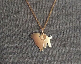 Maltipoo dog Charm Necklace, 14kt gold filled & Jewelers Brass Personalize Maltypoo Pendant, Rescue Shelter, Memorial Gift