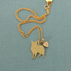 Border Collie dog Necklace, 14kt gold filled & Brass Personalize Pendant, Breed Silhouette Charm Rescue Shelter, Memorial Gift image 1