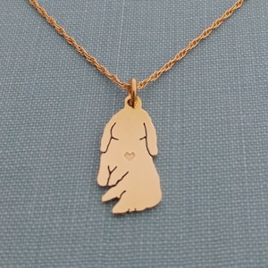 Playful Lop Bunny Rabbit Necklace, 14kt gold filled & Brass Personalize Pendant, Breed Silhouette Charm Rescue Shelter, Memorial Gift