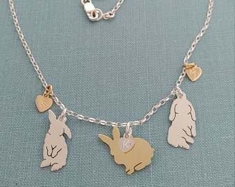 3 Pet silhouette TaGette Necklace .. Sterling Silver /brass silhouette Jewelry