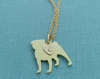 Pug dog Necklace, 14kt gold filled & Brass Personalize Pendant, Breed Silhouette Charm Rescue Shelter, Memorial Gift