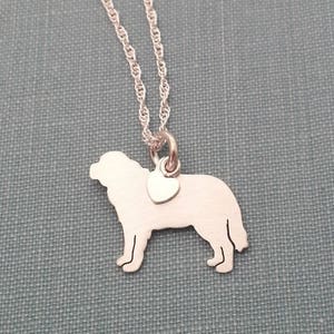 Saint Bernard Dog Charm Necklace, Sterling Silver Personalized Pendant, Breed Silhouette Rescue puppy, Mothers Day Gift